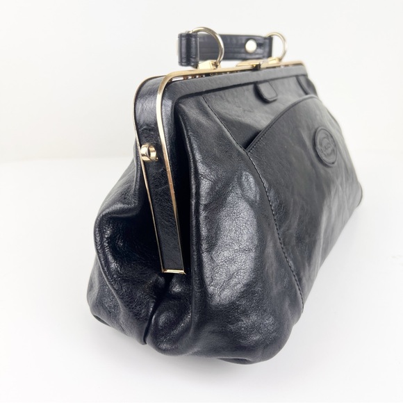 Vintage Oroton Doctors Satchel Black Leather Handbag Purse - Picture 2 of 11